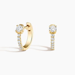 Daily Wear Round Moissanite Diamond Hoop Earring 14k Yellow Gold Plated