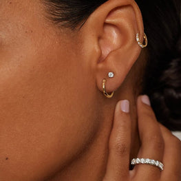 Small Hoop Earrings In 14k Yellow Gold Plated