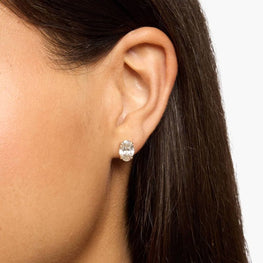 Oval Moissanite Diamond Stud Earrings In 14k Yellow Gold Plated