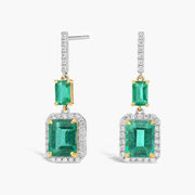 3.24 Round & Emerald Cut White Gold Plated Diamond Earrings For Unique 