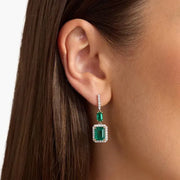 3.24 Round & Emerald Cut White Gold Plated Diamond Earrings For Unique 