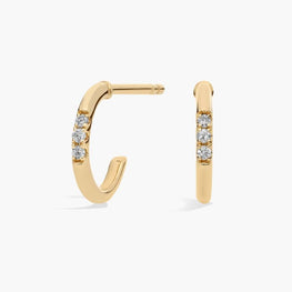 Moissanite Diamond Huggie Mini-Hoop Earrings In 14k Yellow Gold Plated