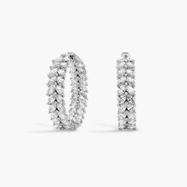 Luxury Marquise Cut Moissanite Hoop Earrings in White Gold Plated