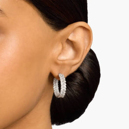 Luxury Marquise Cut Moissanite Hoop Earrings in White Gold Plated