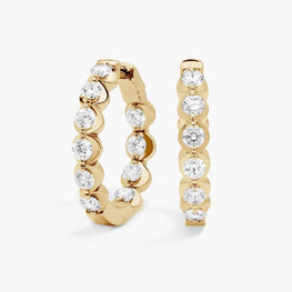 Illusion Hoop Earrings With Moissanite Diamonds In 14K Yellow Gold Plated