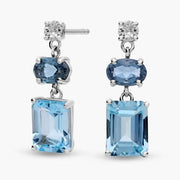 4.38 Ct Blue Emerald Diamond White Gold Plated Diamond Earrings 