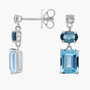 4.38 Ct Blue Emerald Diamond White Gold Plated Diamond Earrings 