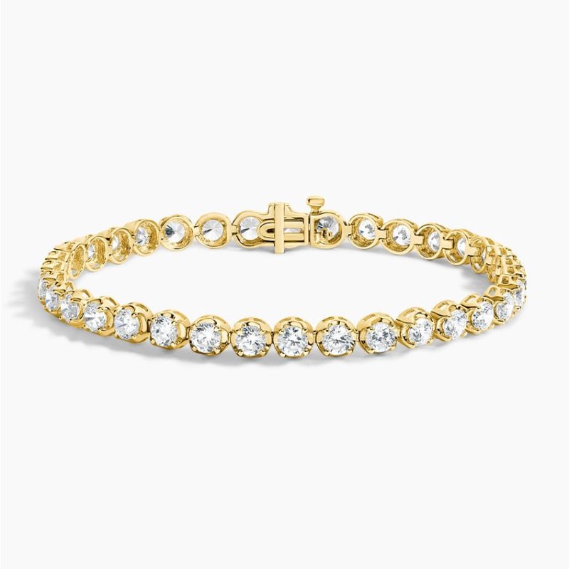Bezel Lab Diamond Tennis Bracelet in 14k Yellow Gold Plated