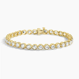 Bezel Lab Diamond Tennis Bracelet in 14k Yellow Gold Plated