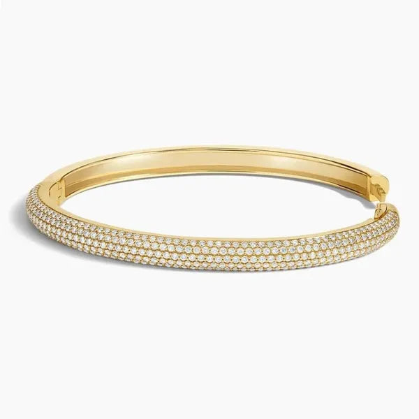 Lab Diamond Tube Bangle Bracelet in 14k Yellow Gold Plated