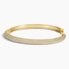 Lab Diamond Tube Bangle Bracelet in 14k Yellow Gold Plated