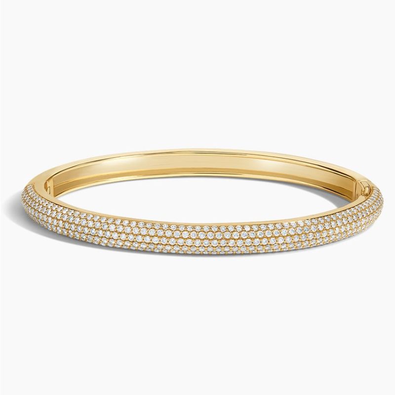Lab Diamond Tube Bangle Bracelet in 14k Yellow Gold Plated