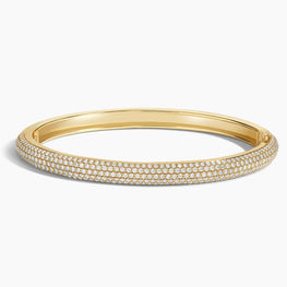 Lab Diamond Tube Bangle Bracelet in 14k Yellow Gold Plated