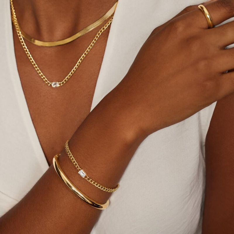 Kendall Lab Diamond Chain Bracelet in 14K Yellow Gold Plated
