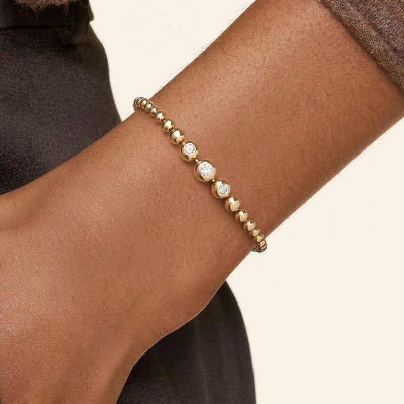 Lab Diamond Bubble Bracelet in 14k Yellow Gold Plated