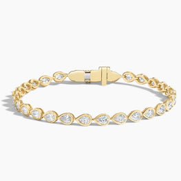 Pear Lab Diamond Bezel Tennis Bracelet in 14K Yellow Gold Plated