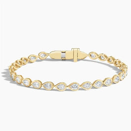 Pear Lab Diamond Bezel Tennis Bracelet in 14K Yellow Gold Plated