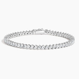 Angled Pear Lab Diamond Tennis Bracelet in Silver