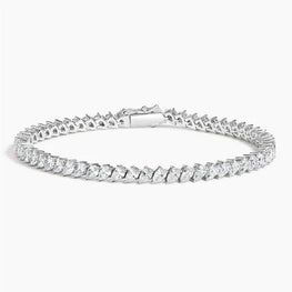 Angled Pear Lab Diamond Tennis Bracelet in Silver