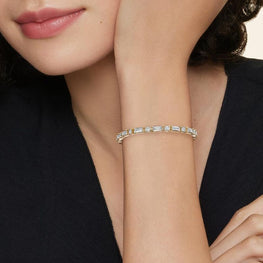 Allegra Baguette and Round Lab Diamond Tennis Bracelet in 14k Yellow Gold Plated