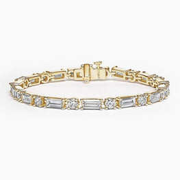 Allegra Baguette and Round Lab Diamond Tennis Bracelet in 14k Yellow Gold Plated