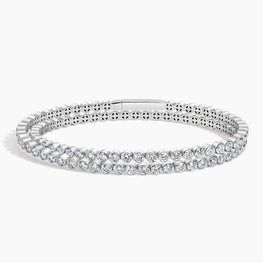 Flex Moissanite Diamond Double Row Tennis Bracelet in 14K White Gold Plated