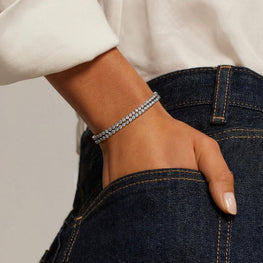 Flex Moissanite Diamond Double Row Tennis Bracelet in 14K White Gold Plated