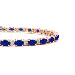 Gemstone and Diamond Tennis Bracelet in 14k Rose Gold Plated
