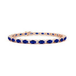 Gemstone and Diamond Tennis Bracelet in 14k Rose Gold Plated