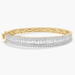 Baguette Diamond Channel Bangle Bracelet In 14K Yellow Gold Plated