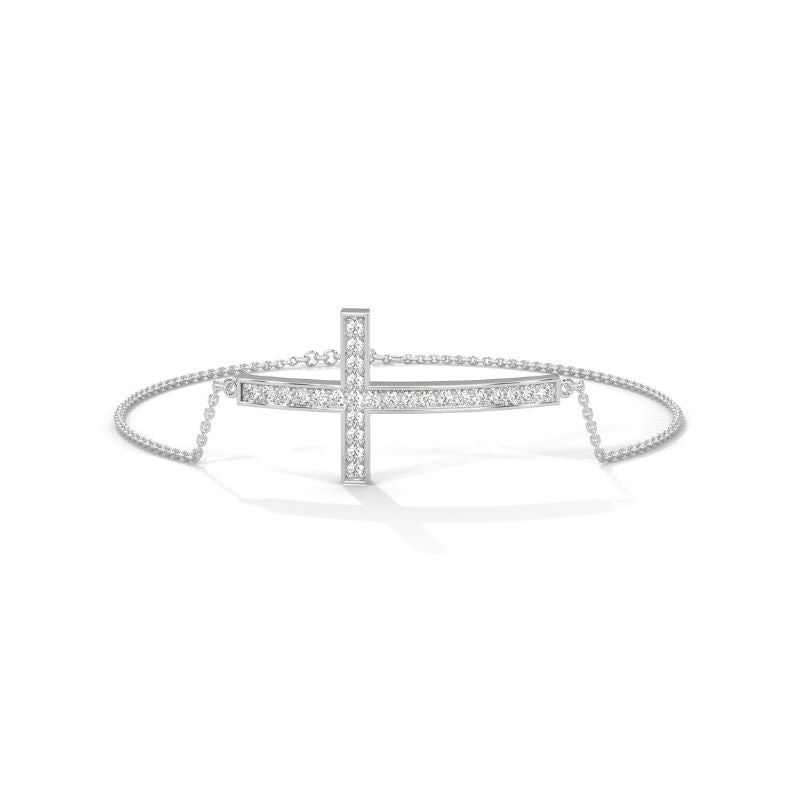 Moissanite Diamond Cross Bracelet in 14k Yellow Gold Plated