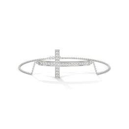 Moissanite Diamond Cross Bracelet in 14k Yellow Gold Plated