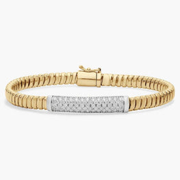 Flexible Lab Diamond Bar Bracelet 14k Yellow Gold Plated