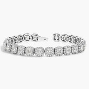Diamond tennis bracelet for women in gold with round diamonds.