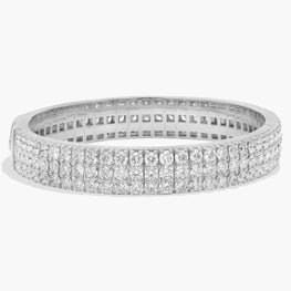 Moissanite Diamond Tennis Bangle Bracelet In 14K White Gold Plated