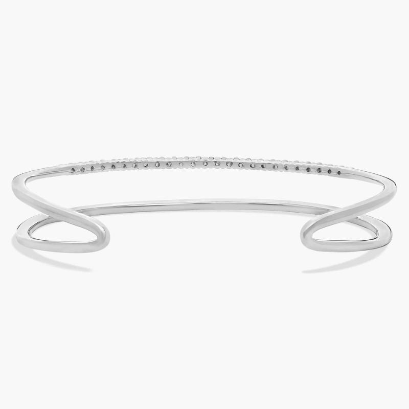 Modern Duo Diamond Bangle Bracelet In 14K White Gold Plated