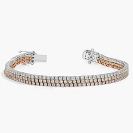 Four Prong Diamond Tennis Bracelet In 18K White Gold Plated