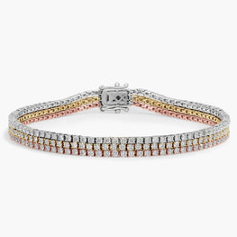 Four Prong Diamond Tennis Bracelet In 18K White Gold Plated