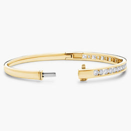 Moissanite Diamond Channel-Set Bangle Bracelet In 14k Yellow Gold Plated