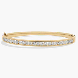 Moissanite Diamond Channel-Set Bangle Bracelet In 14k Yellow Gold Plated