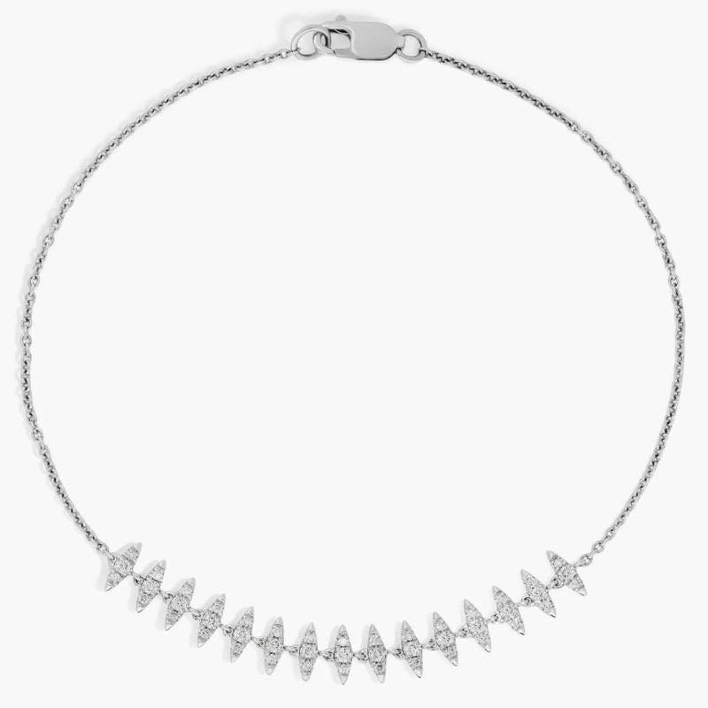 Moissanite Diamond Fringe Chain Bracelet In 14K White Gold Plated