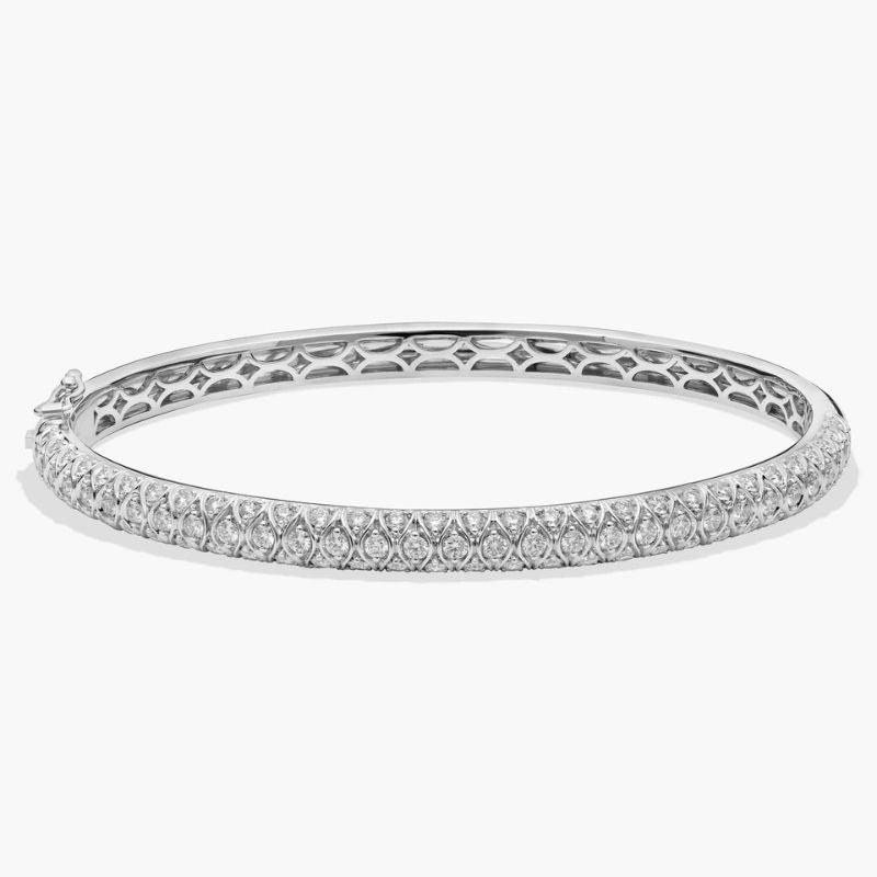 Radiance Pave Diamond Bangle Bracelet In 14k White Gold Plated