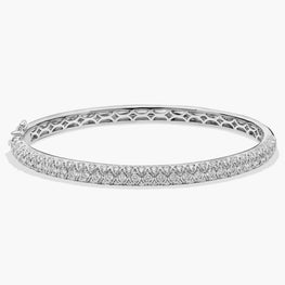 Radiance Pave Diamond Bangle Bracelet In 14k White Gold Plated