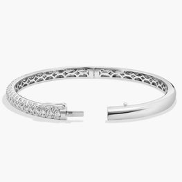 Radiance Pave Diamond Bangle Bracelet In 14k White Gold Plated