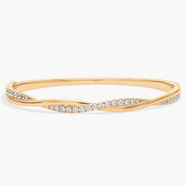 Twisting Moissanite Diamond Bangle In 14k Yellow Gold Plated