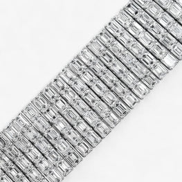 Five Row Emerald Cut Moissanite Diamond Bracelet in 14k White Gold Plated