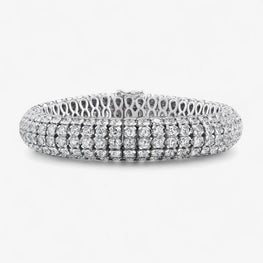 Wide Multi-Row Lab Diamond Tennis Cuff Bracelet in Silver