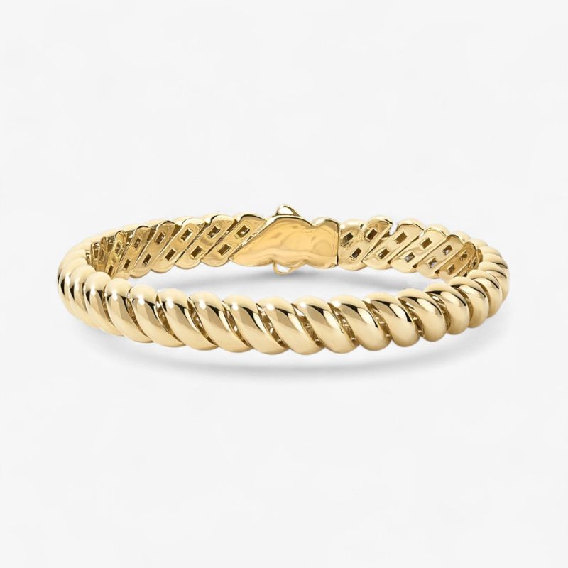 Timeless Madison Domed Twisted Rope Bracelet in 14k Yellow Gold Plated