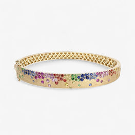 Indie Rainbow Diamond Bangle in 14k Yellow Gold Plated