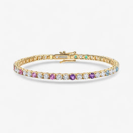 Classy Diamond Bangle Bracelet in 14k Yellow Gold Plated